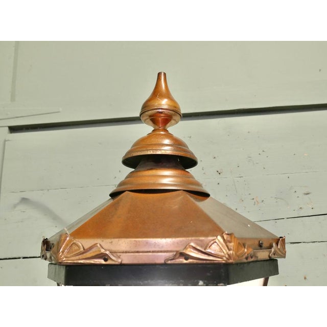 Metal Large Copper Wall Hanging Lantern, 1960 For Sale - Image 7 of 8
