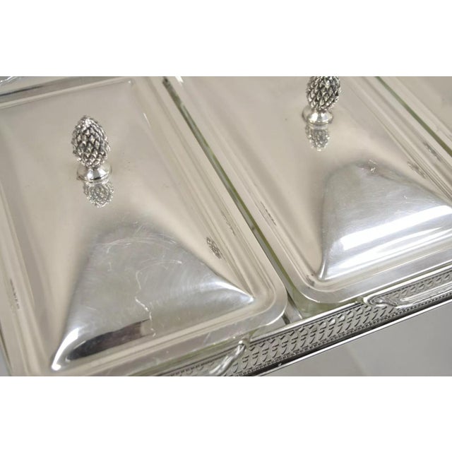 Sheffield Vintage Sheffield Silver Co Silver Plated 3 Burner Warming Triple Chafing Dish For Sale - Image 4 of 12