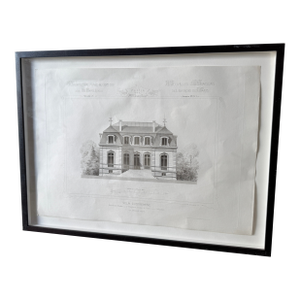 Vintage French Architecture Print, Framed