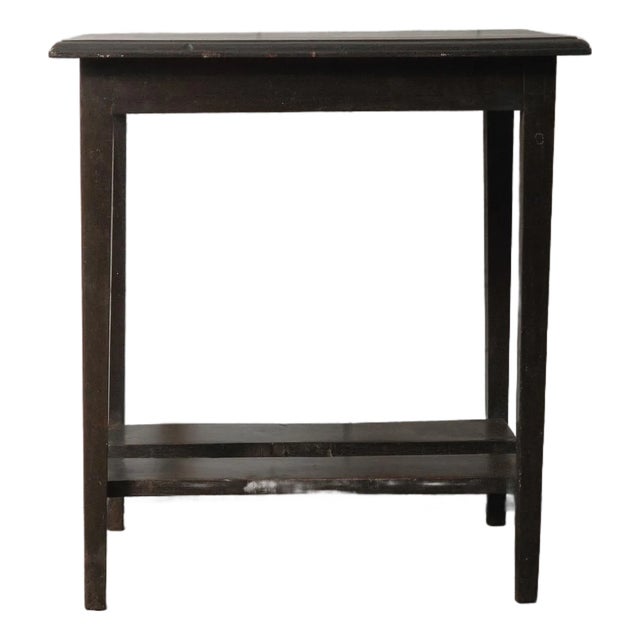 Dark Wooden Side Table With Lower Shelf For Sale