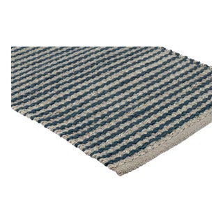 Part & Parcel Goods Textured Scallop Stripe Runner, 2’6”x8', Sky Blue and Sapphire For Sale