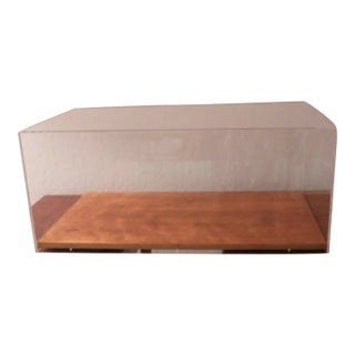 Vintage Plexiglass and Wood Base Display Case 32 Inches X 18 Inches For Sale