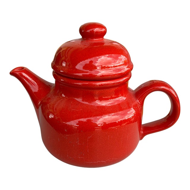 Vintage Red Warchtersbach Ceramic Tea Pot For Sale