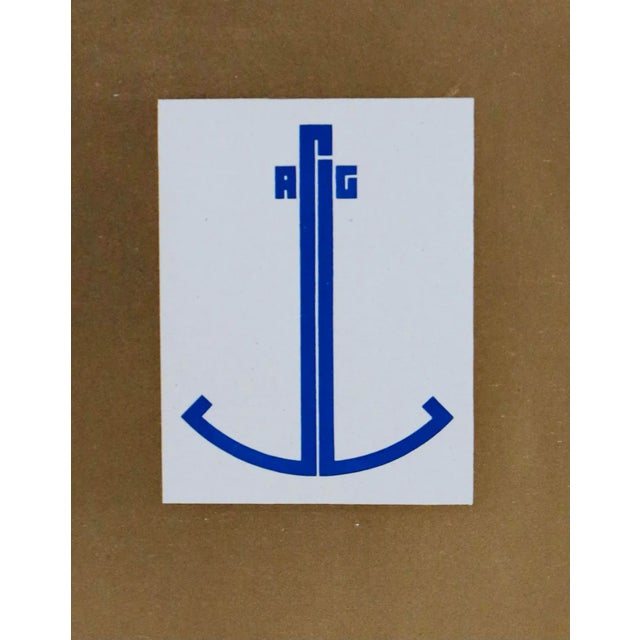 1923 Austrian Art Deco Poster, Schiffswerft Linz (Anchor on Gold Background) For Sale - Image 4 of 4