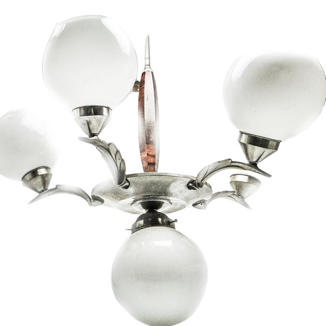 Brown Art Deco Chandelier, Poland, 1950s For Sale - Image 8 of 8