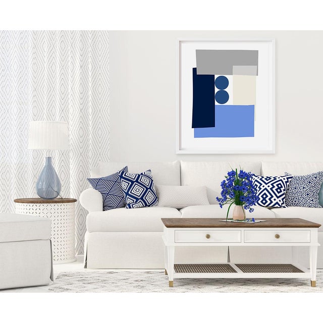 "Blue Tuxedo" by Liz Roache (Blue and Gray) This Modern Mid Century, Contemporary Fine Art Print was created by artist,...