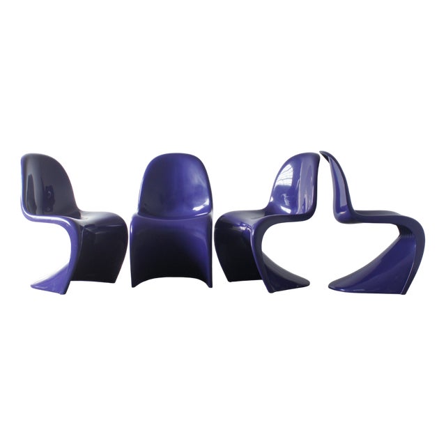 Purple Panton Chairs by Verner Panton, Set of 4 For Sale