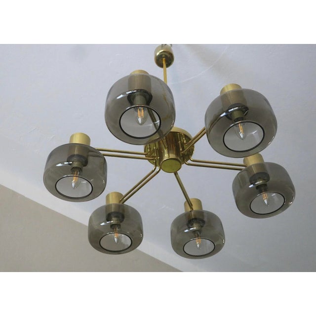 Large Brass and Glass Chandelier by Hans-Agne Jakobsson, 1960s For Sale - Image 5 of 11