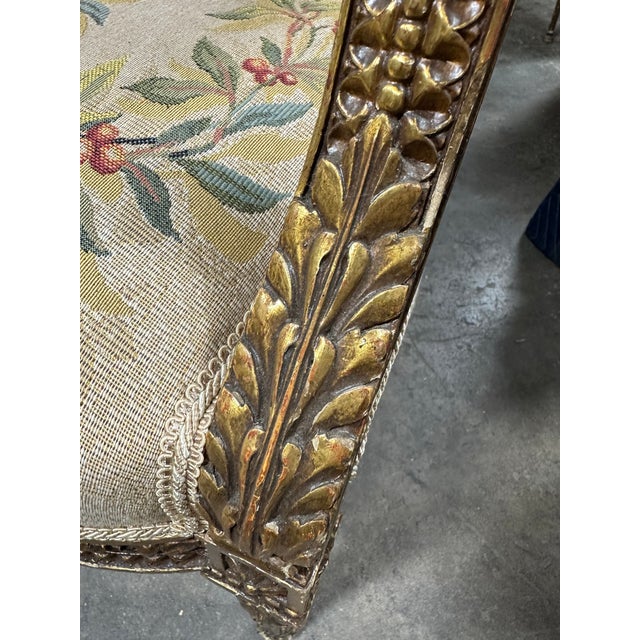Pair of 19th Century Louis XVI Style Tapestry-Upholstered Giltwood Bergères For Sale - Image 9 of 12