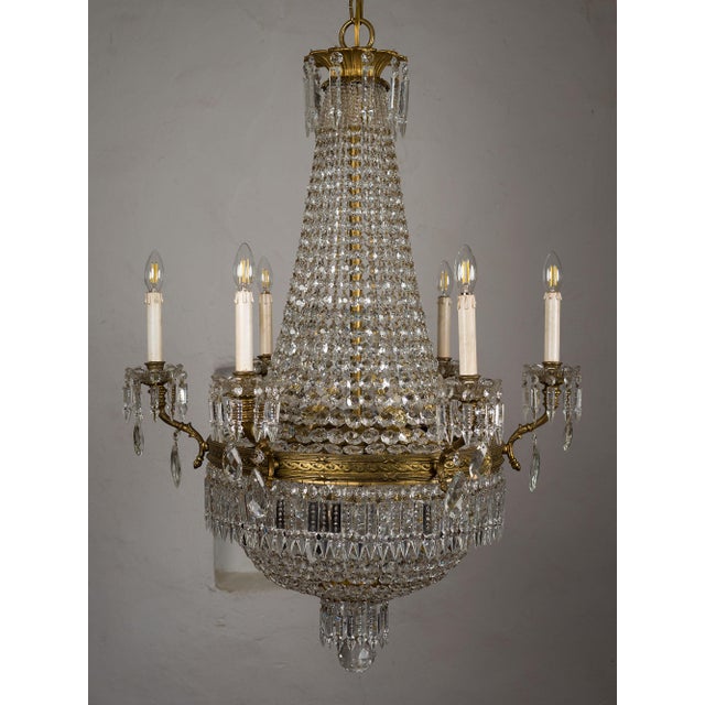 Large Italian Beaded Crystal Basket Chandelier, 1920s For Sale - Image 4 of 17