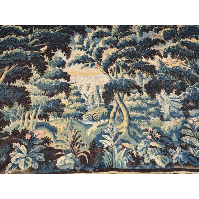17th Century 17th Century Flemish Verdure Tapestry Landscape With Woodland Scene, Circa 1600s For Sale - Image 5 of 9