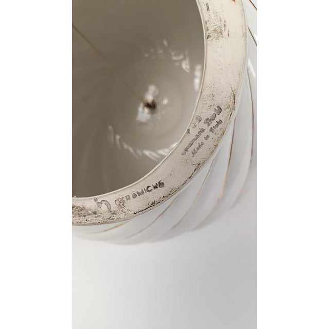 Table Lamps in White and Gold Glazed Ribbed Ceramic by Tommaso Barbis, 1970s, Set of 2 For Sale - Image 15 of 18