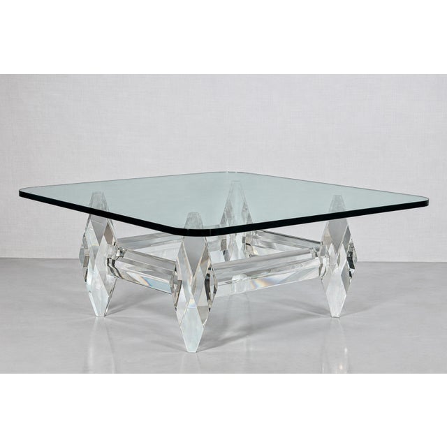 Amparo Calderon Tapia “Diamante” Sculptural Lucite & Glass Coffee Table For Sale - Image 10 of 18
