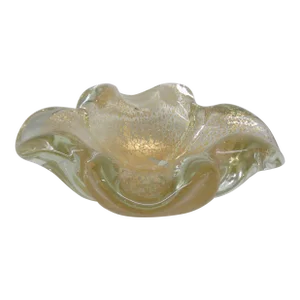 Murano Style Aventurine Gold Flake Art Glass Ashtray