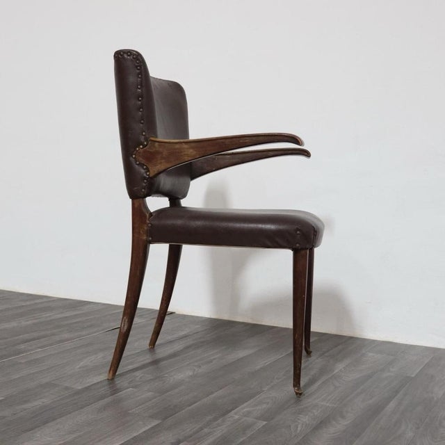 Modern Chair with Cantilever Armrests by Guglielmo Ulrich, 1950s For Sale - Image 6 of 18