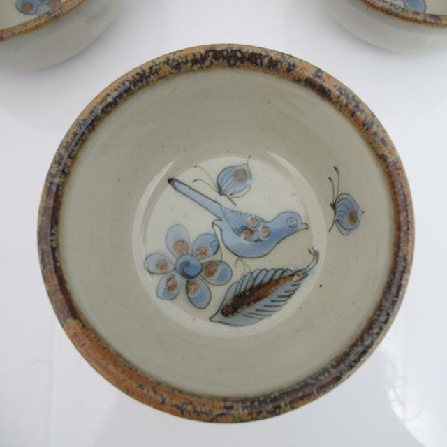 Ceramic El Palomar Blue Bird Tonala Mexico Ken Edwards Stoneware Pottery Small Bowl Set For Sale - Image 7 of 13