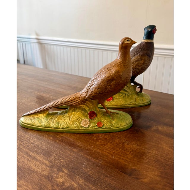 Ceramic Large Hand-Painted Pheasant Pair For Sale - Image 7 of 12