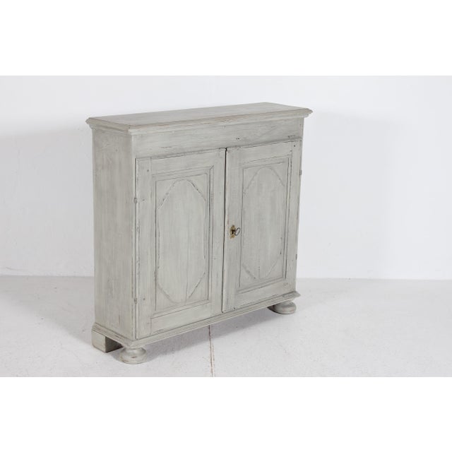 Baroque Antique Danish Baroque Storage Cabinet with Light Grey Paint, 1900s For Sale - Image 3 of 13