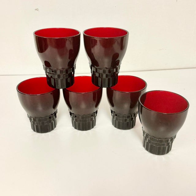 Early 20th C Antique Art Deco Boho Chic Ruby Red Glassware Set - 7 Pieces. For Sale - Image 6 of 18