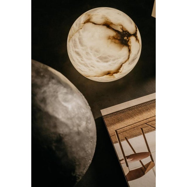Metal Wireless Moon Small Table Lamp by United Alabaster For Sale - Image 7 of 18