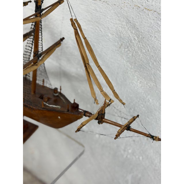 Wood Vintage Ship Model For Sale - Image 7 of 12
