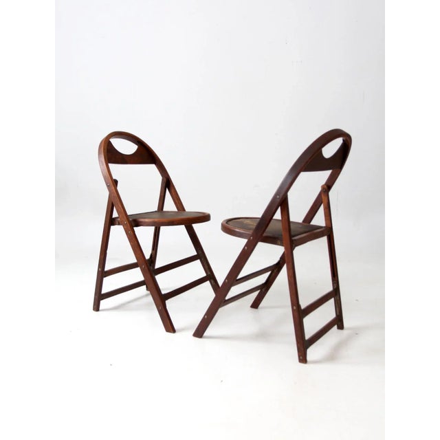 Antique Wooden Folding Chairs Pair For Sale - Image 6 of 13