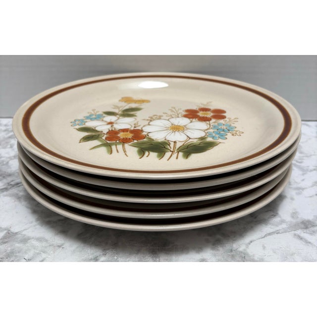 Mid-Century Modern 1960s Mid Century Modern Stoneware Dinner Plates, Set of Five For Sale - Image 3 of 6