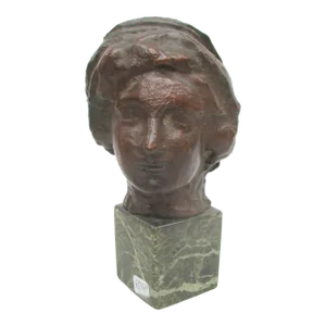 Antique Bronze Belgian Symbolist Head Circa 1930s'