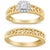 14K Yellow Gold Plated .925 Sterling Silver 1/5 Cttw Diamond Halo and Milgrain Finish Engagement Ring Bridal Set (I-J Color I3 Clarity) - Size 10 For Sale