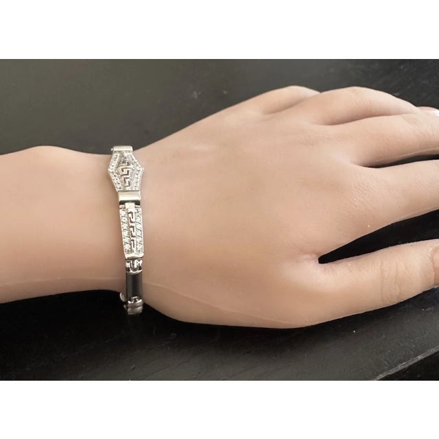 Metal Stunning Natural Diamond 14k Solid White Gold Bracelet For Sale - Image 7 of 9