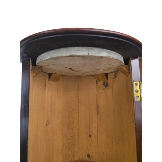 Brown Biedermeier Nutwood Drum Cabinet with Marble Top For Sale - Image 8 of 9