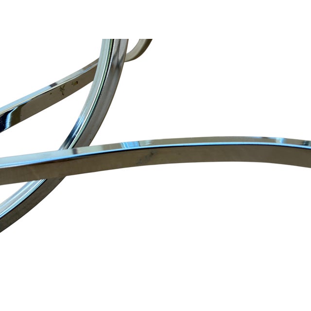 1970s Vintage Hollywood Regency End Table Floating Chrome Mid Century For Sale - Image 10 of 14