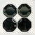 This set of 4 French Octagonal Black Glass Dinner Plates are from the 1980s. The contemporary postmodern design is by...