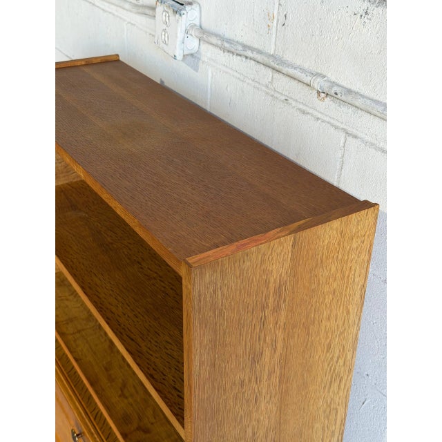 Oak Bookcase With Open Shelves and Drop-Down Door Danish Mid-Century Modern 1960s For Sale In Los Angeles - Image 6 of 10