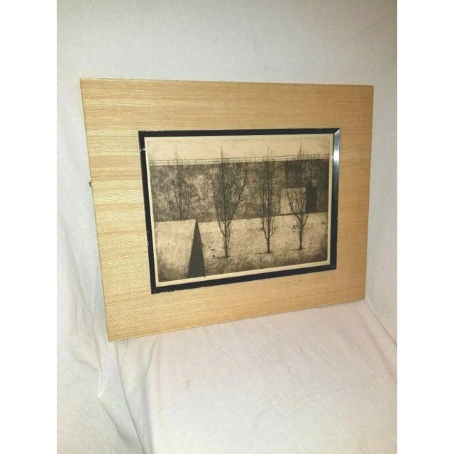 Ryonosuke Fukui Japan Artist Etching and Auquatint; Ink on Paper "Four Trees Against a Wall" For Sale - Image 9 of 12