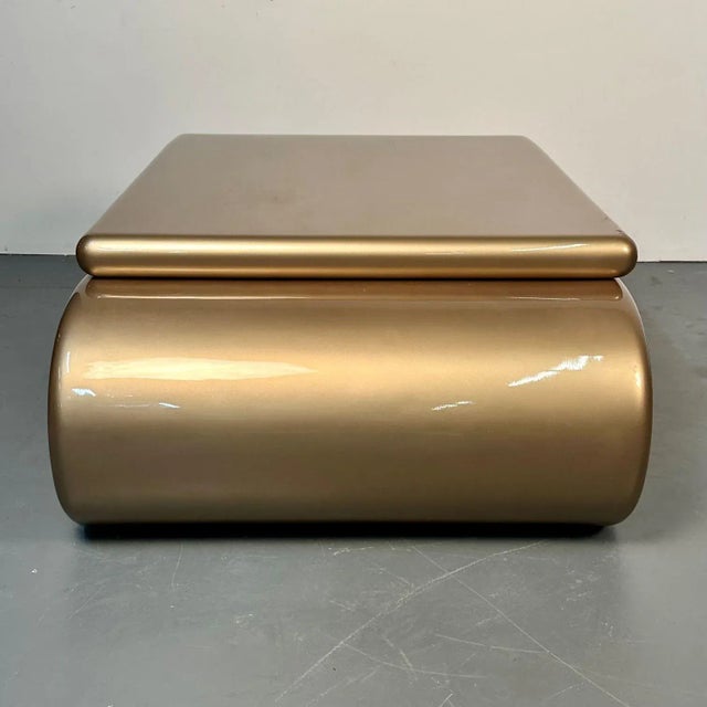 Mid-Century Modern Organic Coffee Cocktail Table Gold Metallic Fiberglass 1980s For Sale - Image 12 of 13