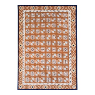 Galerie Shabab Collection Mid-20th Century Handmade Indian Dhurrie Large Room Size Carpet in Terracotta For Sale