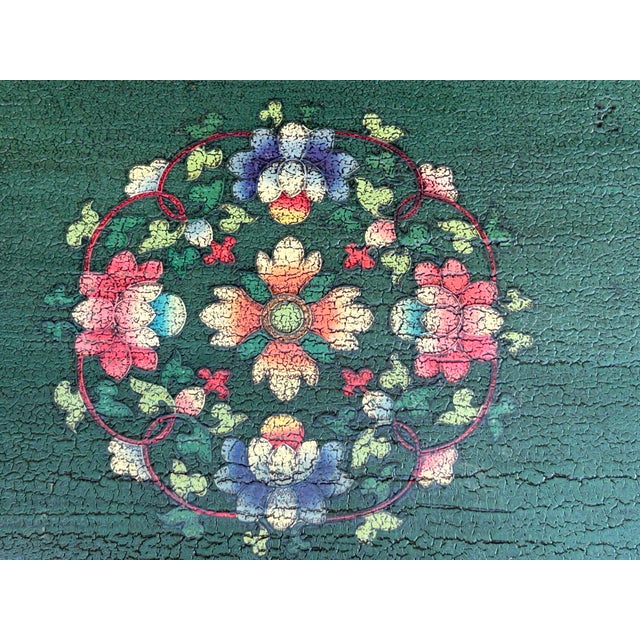 Orange Tibetan Style Green Orange Two Tigers End Table Nightstand For Sale - Image 8 of 8