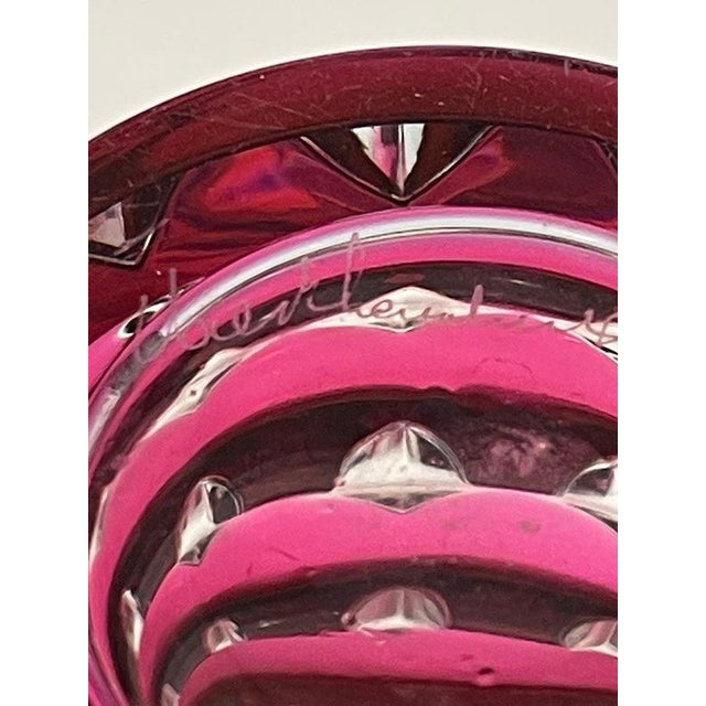 Pink Cut-to Clear Small Crystal Vase from Val Saint Lambert For Sale - Image 3 of 4