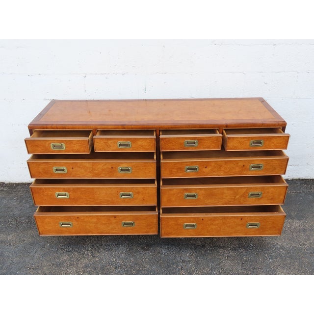 Century Hollywood Regency Burlwood Low Long Dresser Bathroom Vanity 6364 For Sale - Image 9 of 18