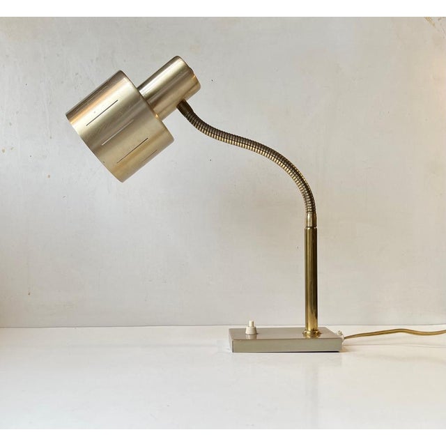 Mid-Century Modern Scandinavian Modern Adjustable Brass Desk Lamp from Vitrika, 1970s For Sale - Image 3 of 11