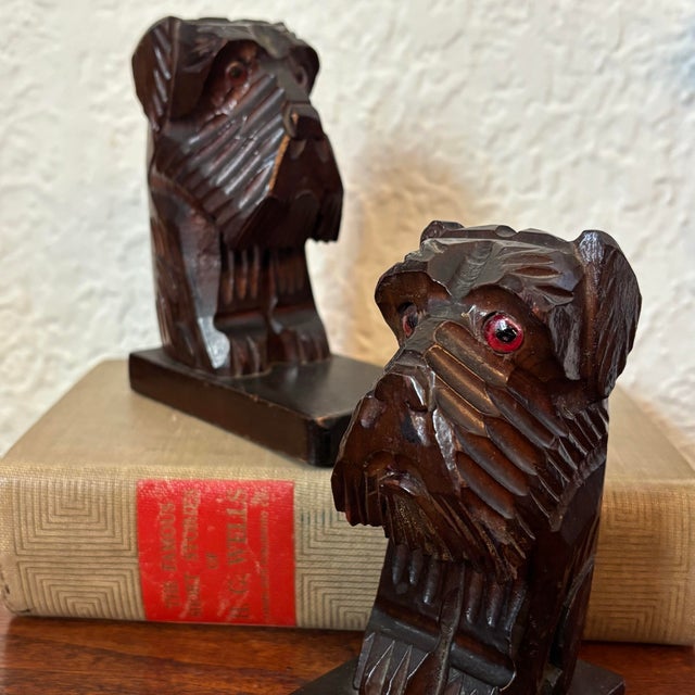 1960's Carved Wood Scottie Dog Bookends - A Pair For Sale - Image 4 of 7
