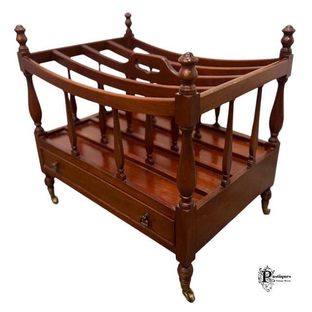 Vintage Chippendale Style Magazine Rack by Biggs Furniture featuring High Quality Mahogany Construction, Carved Accents,...