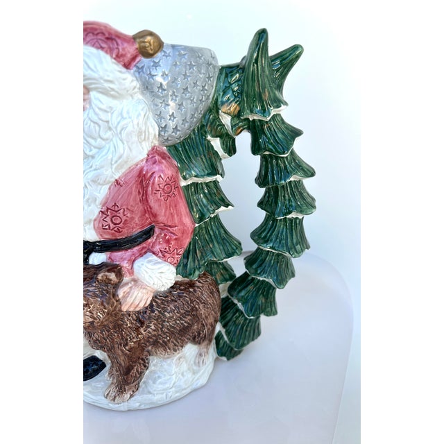 1990s 1990s Fitz & Floyd Russian Wilderness Santa Claus & Bear Pitcher 2Qt For Sale - Image 5 of 8