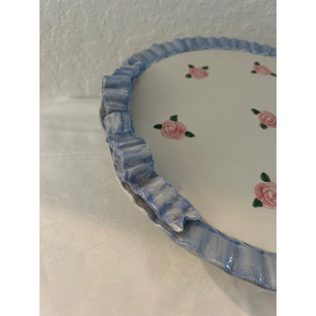 Cream Vintage Ceramic "Happy Birthday" Domed Pedestal Cake Plate For Sale - Image 8 of 8