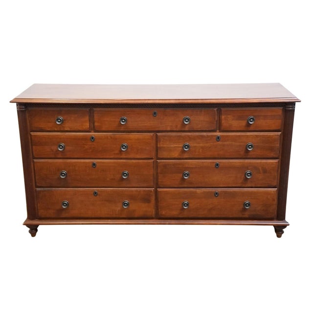 American Durham Furniture Saville Row Collection Solid Cherry Early American 66" Triple Dresser 980-173 For Sale - Image 3 of 15