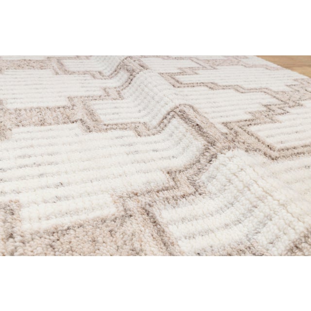 9x12Ft. Ivory White Wool Boho Inspired Hand Made Rug For Sale - Image 15 of 18