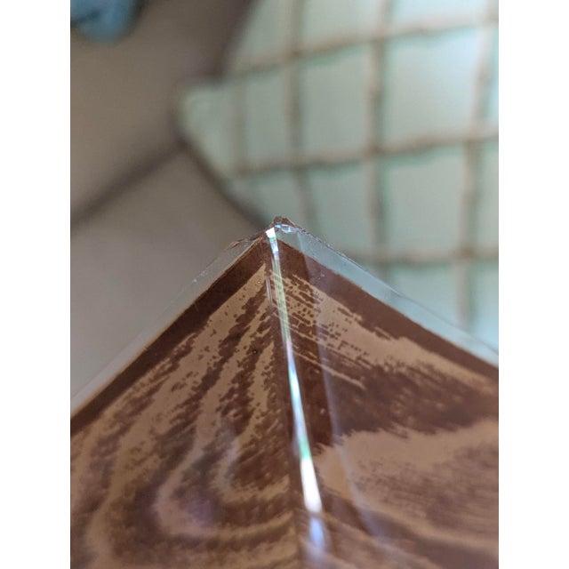 Mid Century Modern Faux Bois Glass Light Fixture Cover For Sale - Image 10 of 13