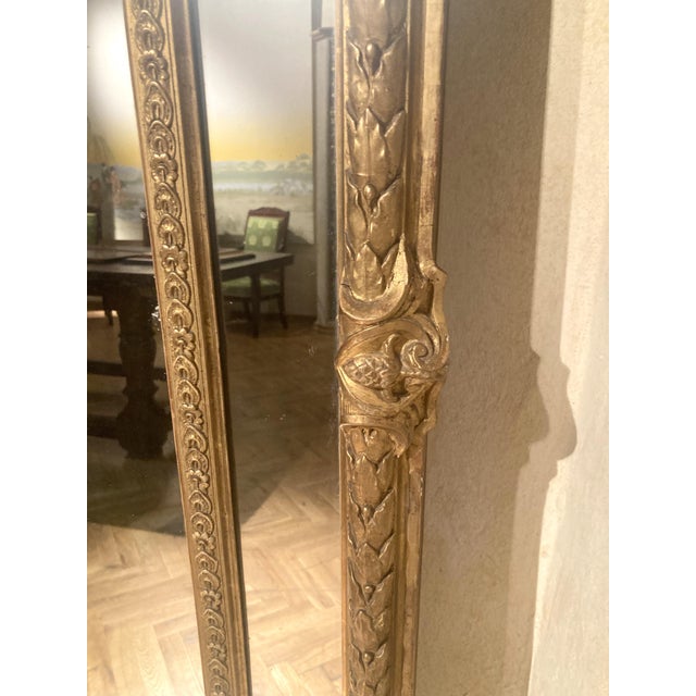Antique French Louis XV Style Full Length Giltwood Pier Mirrors, 19th Century, Set of 2 For Sale - Image 12 of 18