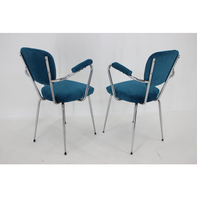 Blue Set of Italian Armchairs in Corduroy, 1960s For Sale - Image 8 of 16